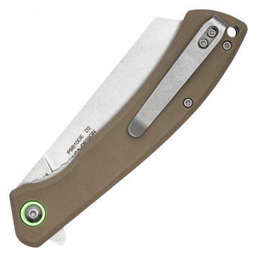 Buckshot D2 Steel Blade Tan Handle Pocket Knife
