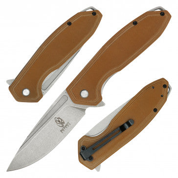 Buckshot Tan Handle D2 Steel Pocket Knife