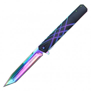 Wartech Slim Line Rainbow Blade Black Handle Pocket Knife