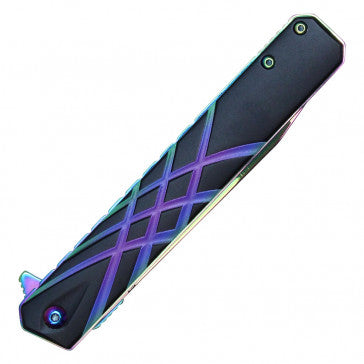 Wartech Slim Line Rainbow Blade Black Handle Pocket Knife