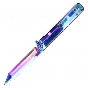 Wartech Slim Line Rainbow Blade Black Handle Pocket Knife