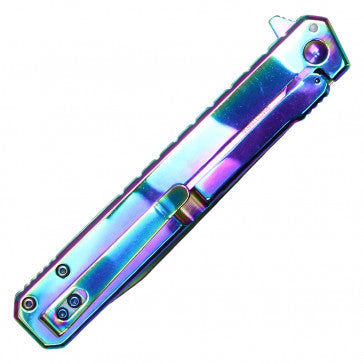 Wartech Slim Line Rainbow Blade Black Handle Pocket Knife