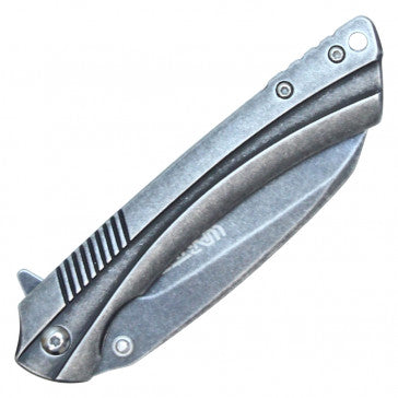 Wartech Stone Wash Handle with Stone Wash Blade Pocket Knife