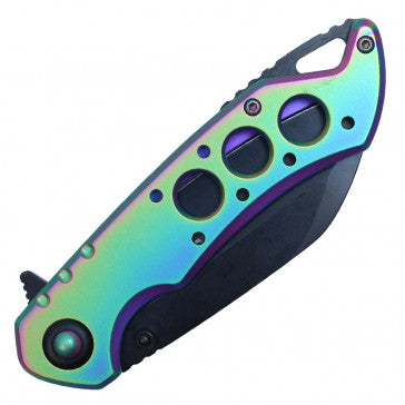 Wartech Perforated Rainbow Handle Pocket Knife