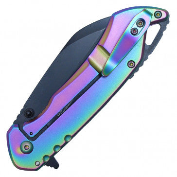 Wartech Perforated Rainbow Handle Pocket Knife