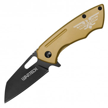 Wartech Shortie Gold Handle Black Blade Pocket Knife