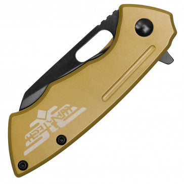 Wartech Shortie Gold Handle Black Blade Pocket Knife