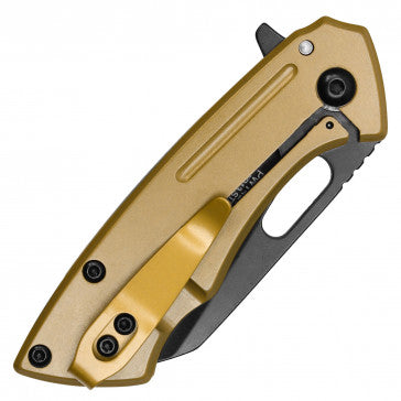 Wartech Shortie Gold Handle Black Blade Pocket Knife