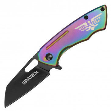 Wartech Rainbow Handle with Black Blade Pocket Knife