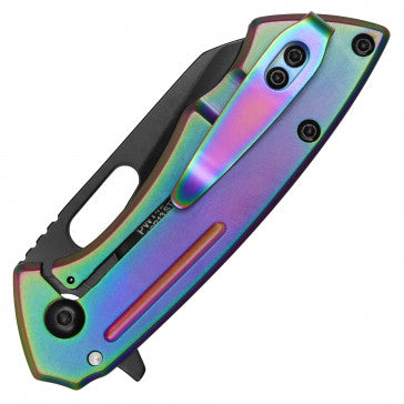 Wartech Rainbow Handle with Black Blade Pocket Knife